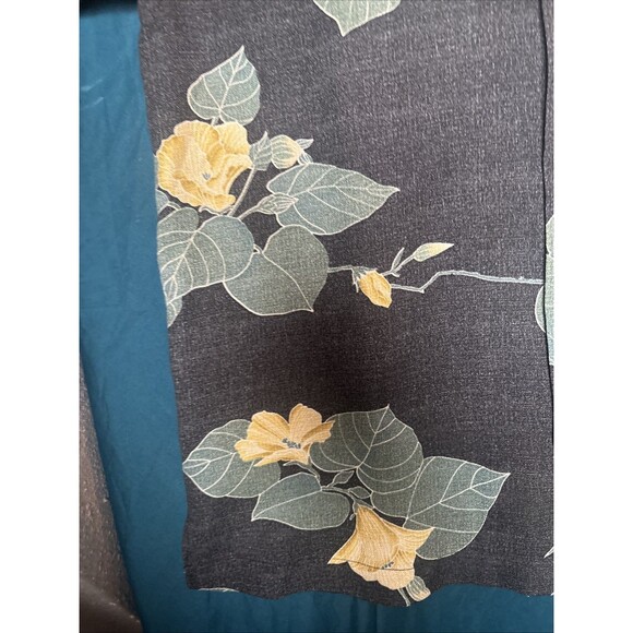 Charcoal Gray / Black TOMMY BAHAMA Silk Buttoned SS Shirt Green Yellow Floral M - Picture 8 of 11